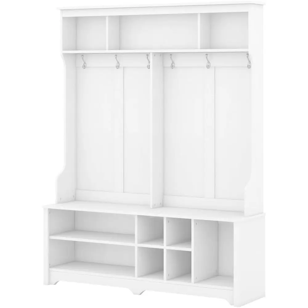 

Элегантная высокая деревянная вешалка для одежды и обуви с 6 крючками для прихожей или веранды