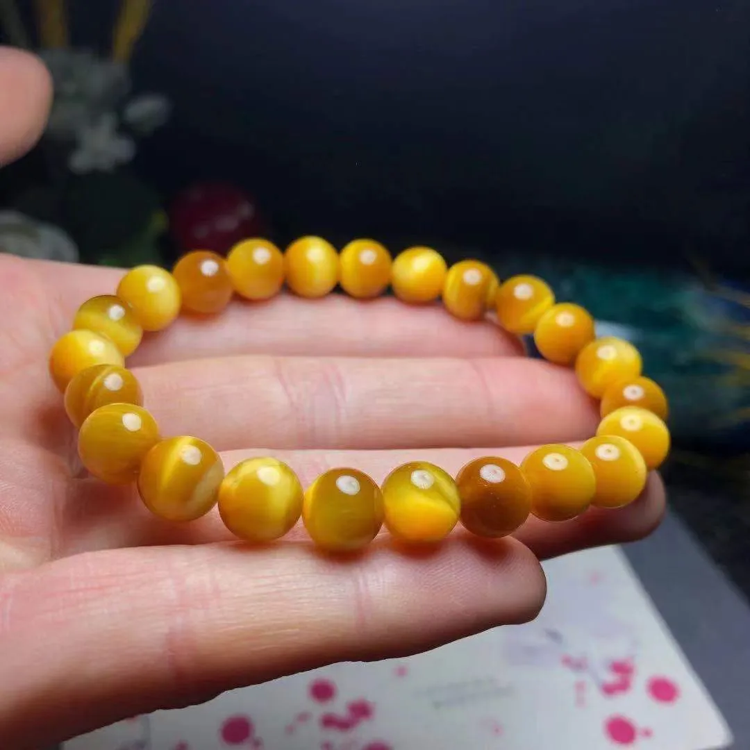 

8mm Natural Gold Tiger Eye Bracelet Jewelry For Women Lady Men Wealth Love Gift Energy Crystal Round Beads Stone Strands AAAAA