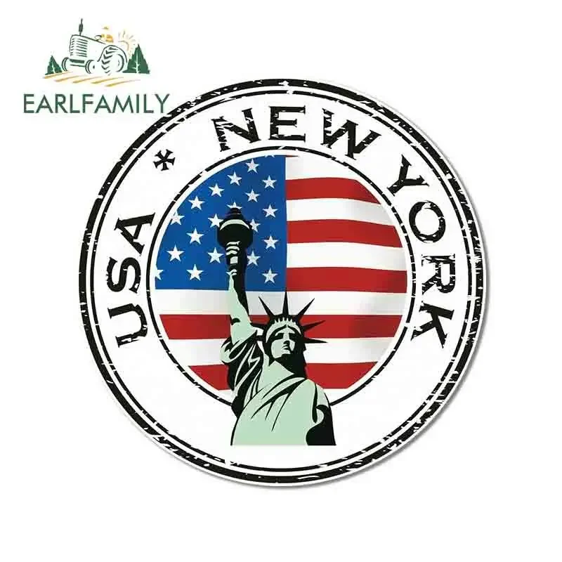 EARLFAMILY 13cm x 13cm Car Stickers and Decals for USA New York Stamp Vinyl Car Wrap Auto Motorcycle Bumper Car Styling Decor