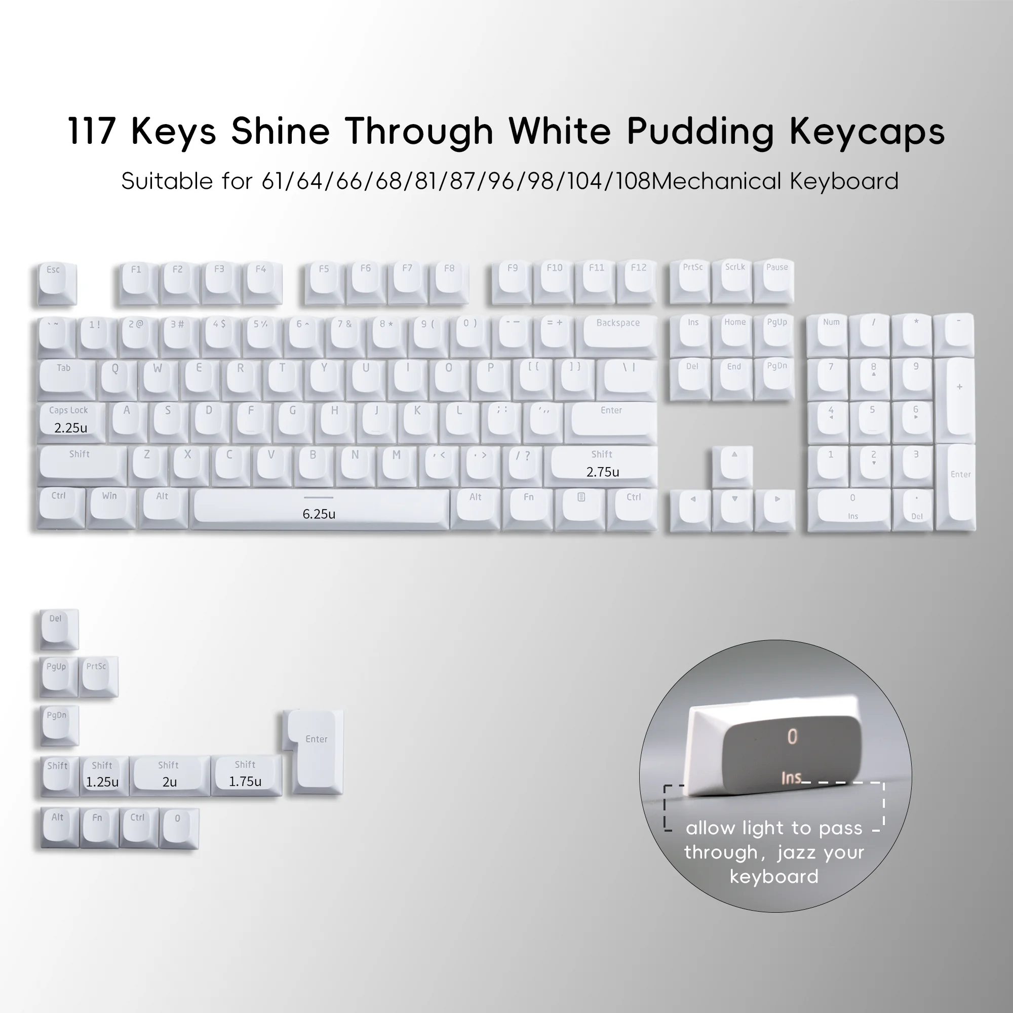 Variant: WHITE Keycaps