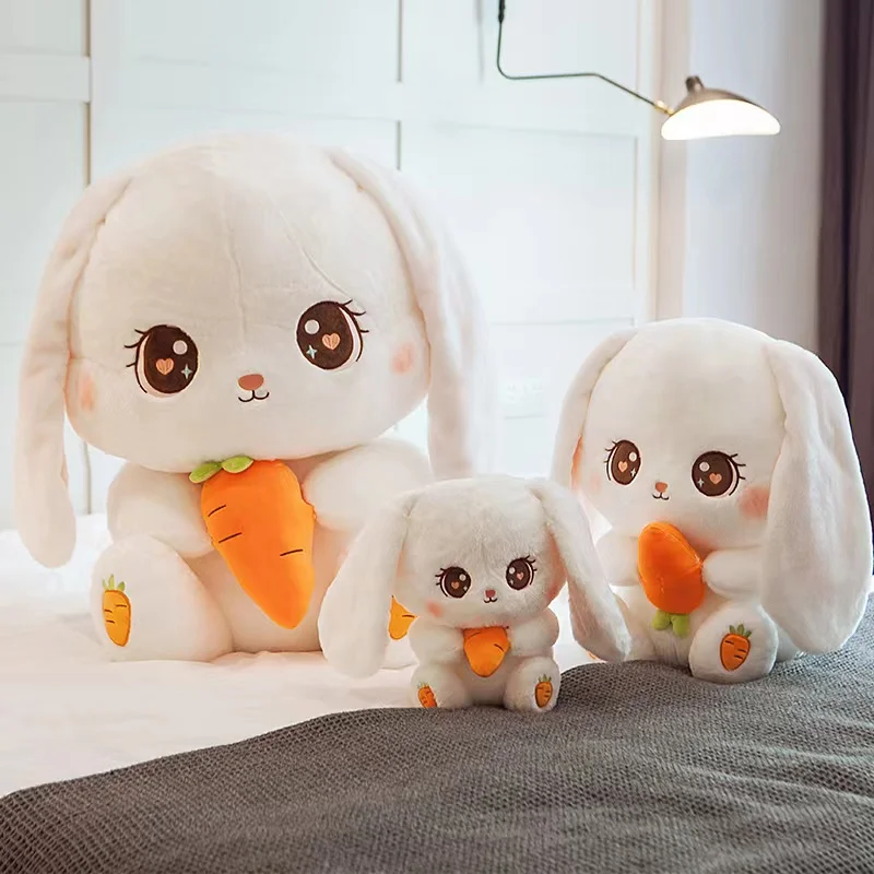 

50cm Kawaii White Rabbit Hug Carrot Plush Toy Cute Stuffed Animals Bunny Plushies Doll Anime Soft for Girls Kids Gifts