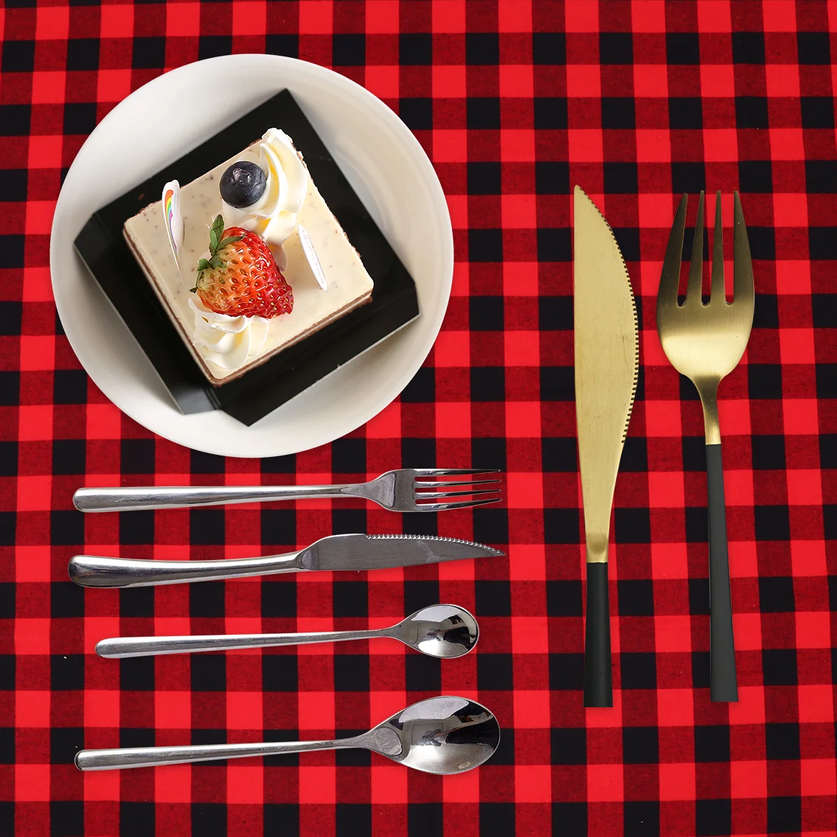 

1Pcs Black Red Plaid Tablecloth Material Christmas Check Table Cover Long Decorative Table Mat Perfect Holiday