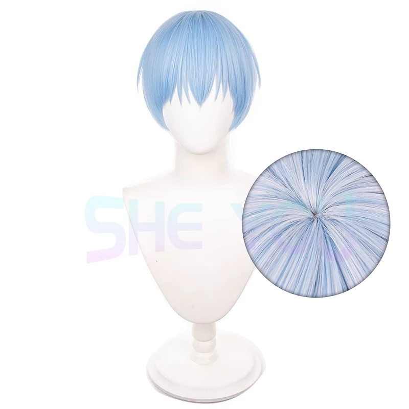 

Anime Frieren at the Funeral Cosplay Himmel Wigs 30cm Short Light Blue Scalp Wigs Heat Resistant Synthetic Hair Wig + Wig Cap