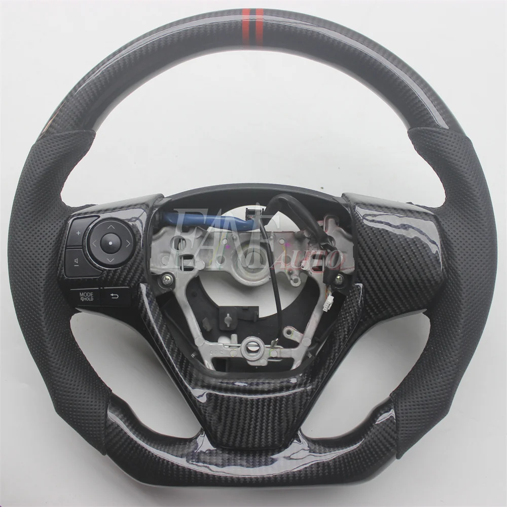 Replacement Real Carbon Fiber Steering Wheel with Leather for Toyota Rav4 2014-2018