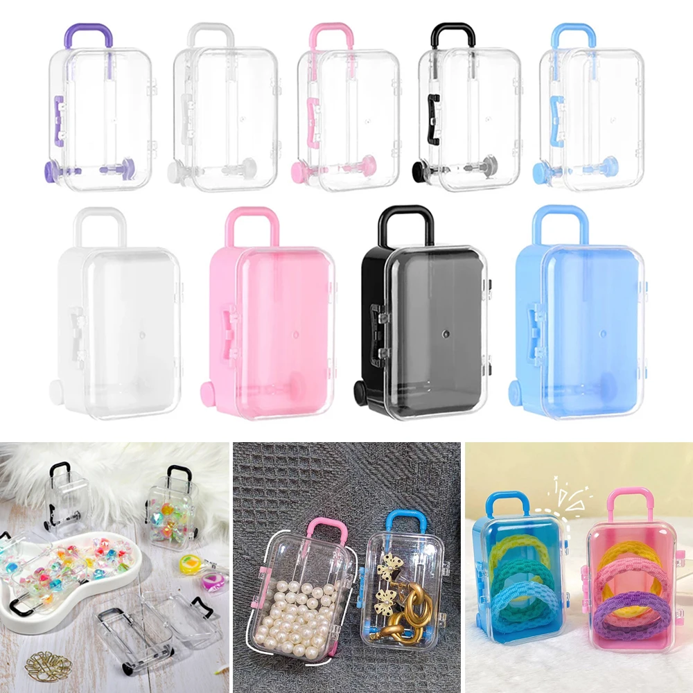 Creative Jewelery Storage Box Mini Cute Clear Luggage Suitcase Candy Box Wedding Gift Packging New Desk Organiser Decoration