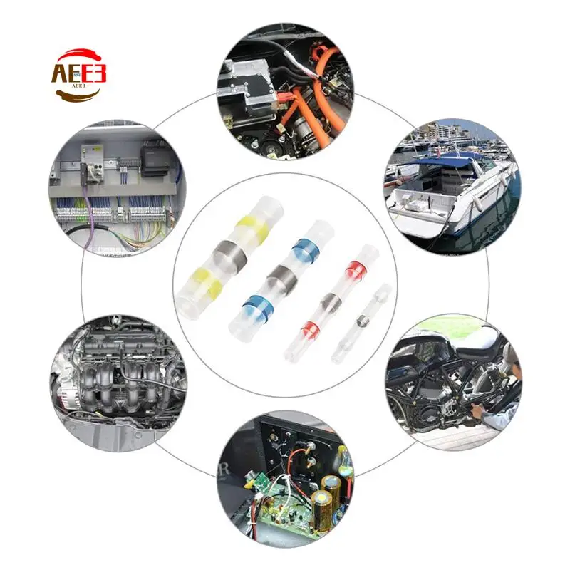 

AEE3-140Pcs Solder Seal Wire Connectors, Heat Shrink Butt Wire Connectors, Multi-Purpose Electrical Terminal Kit,Auto Marine