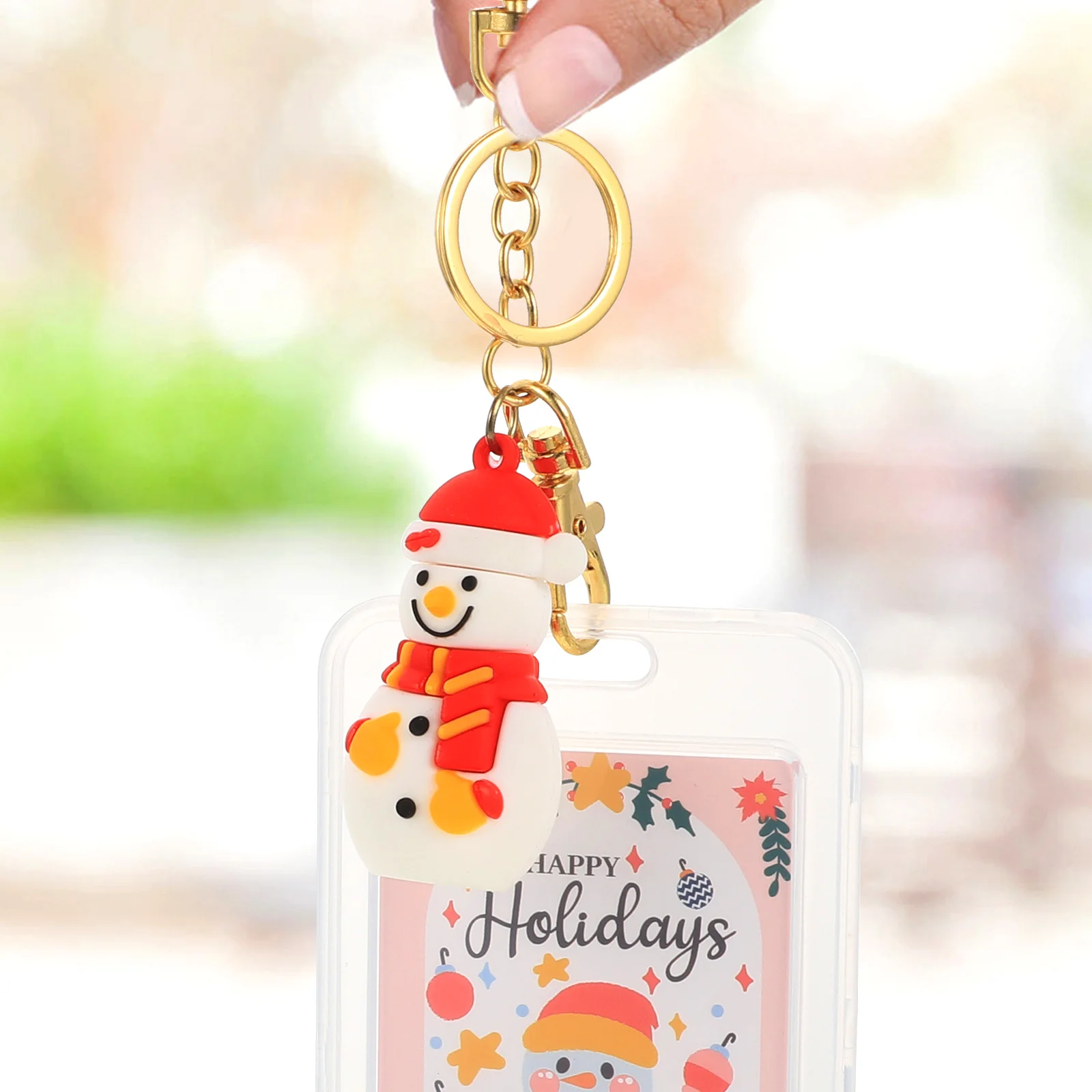 

2 Pcs ID Card Keychain Sleeve Box Christmas Pattern Holder Protector Abs Case Transparent Multi-functional
