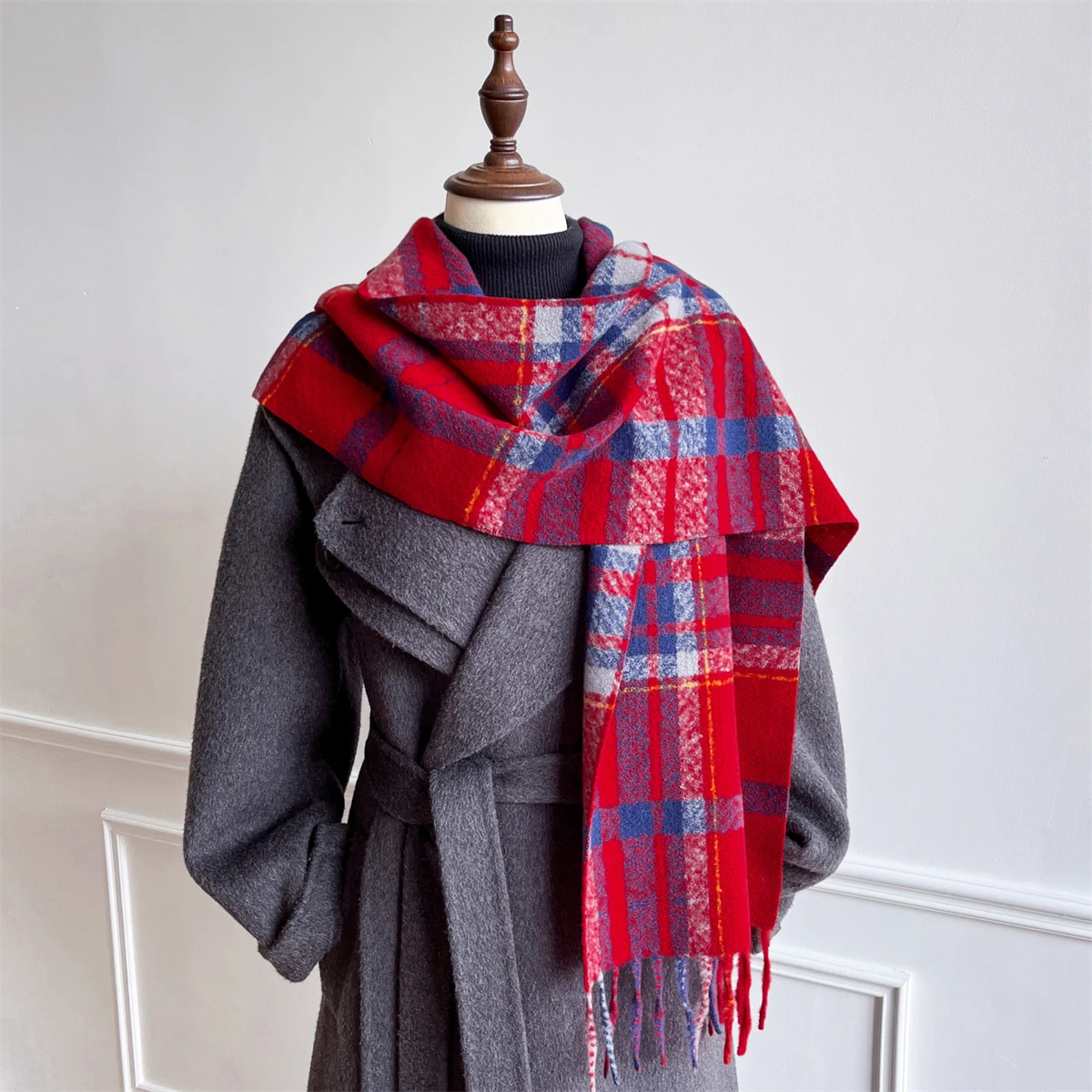 

Luxury Brand Cashmere Women Plaid Scarf Winter Warm Shawl and Wrap Bandana Pashmina Female Foulard Square Thick Blanket Poncho
