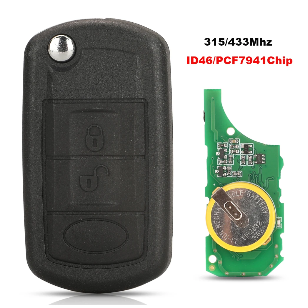 jingyuqin 315/433MHz Remote Car Key Fob Shell For RANGE ROVER Sport Land Rover Discovery 3 ID46/PCF7941 Chip