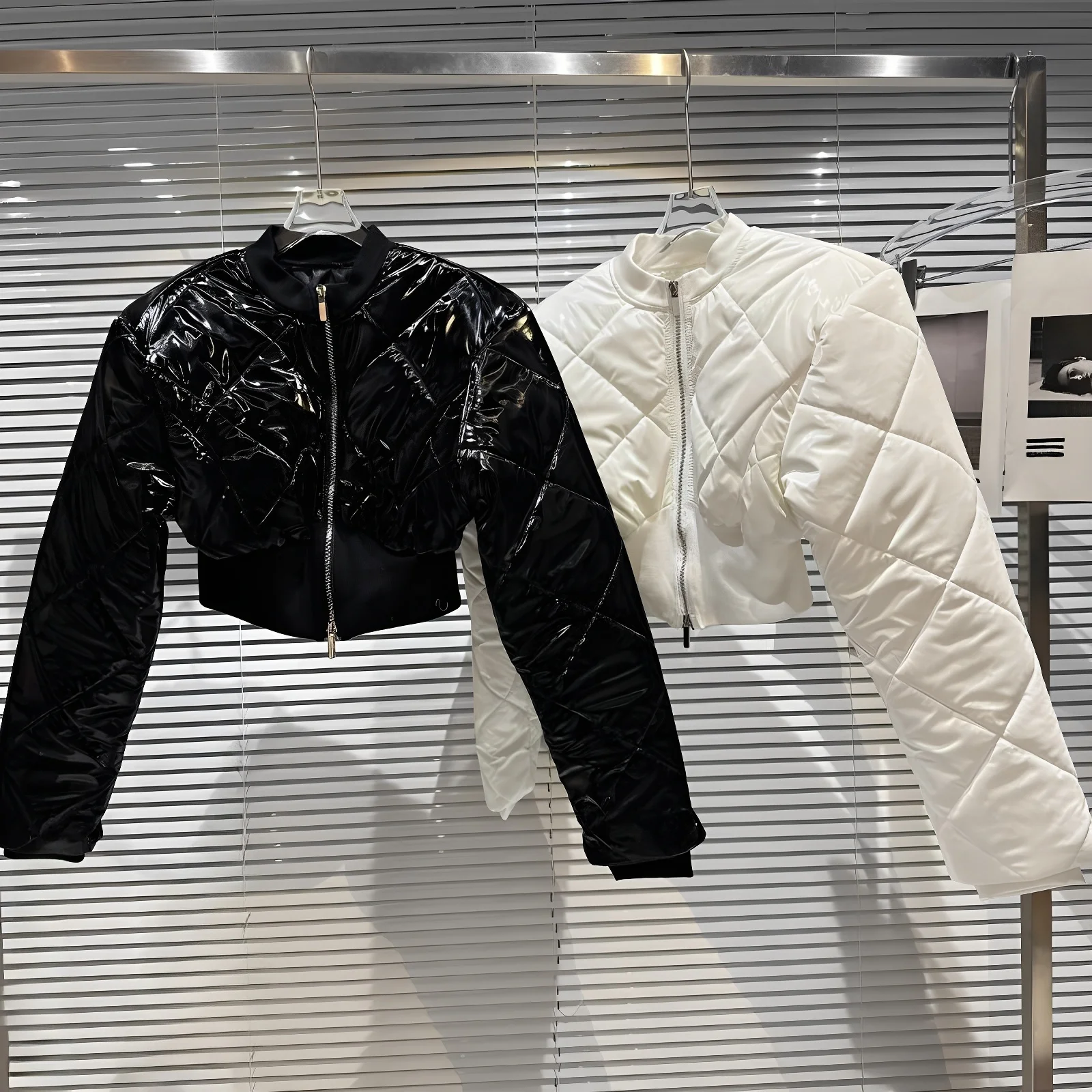 

Модный зимний хлопковый джанет Small ort Sle с ромбовидным узором Emed oulder Padded iny Surface, женская мода для поездок на работу