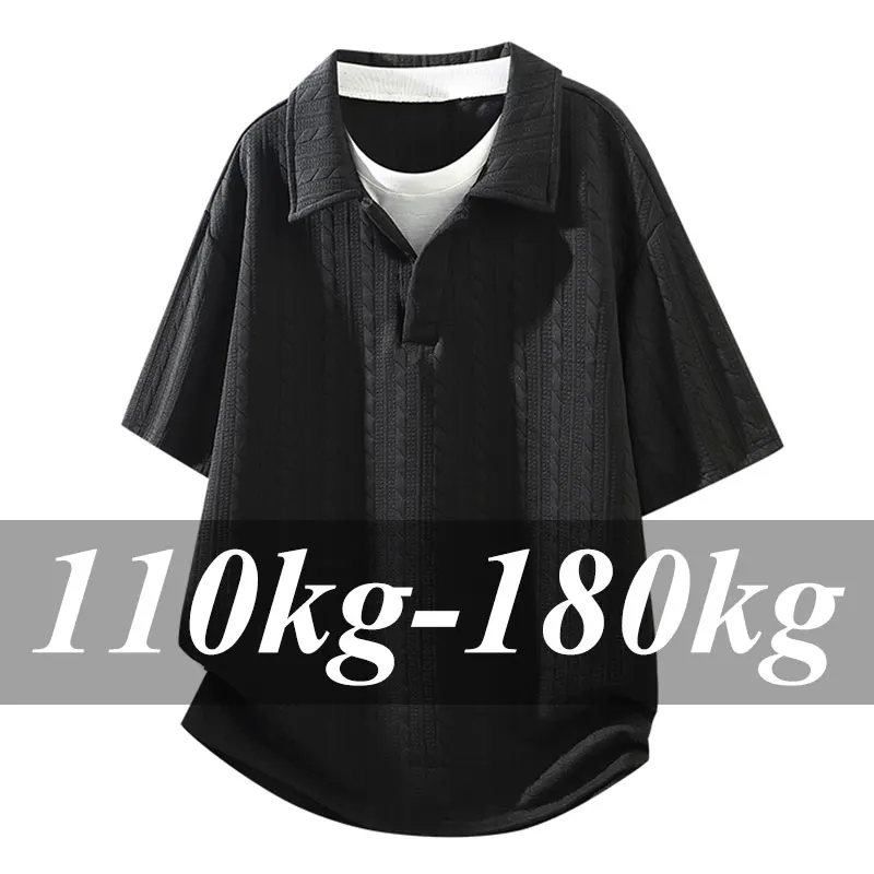 Plus Size Men's Short Sleeve T-Shirt Casual Trendy Summer V-Neck Tees Big Size Quick-Dry Breathable Antibacterial Tops Clothing