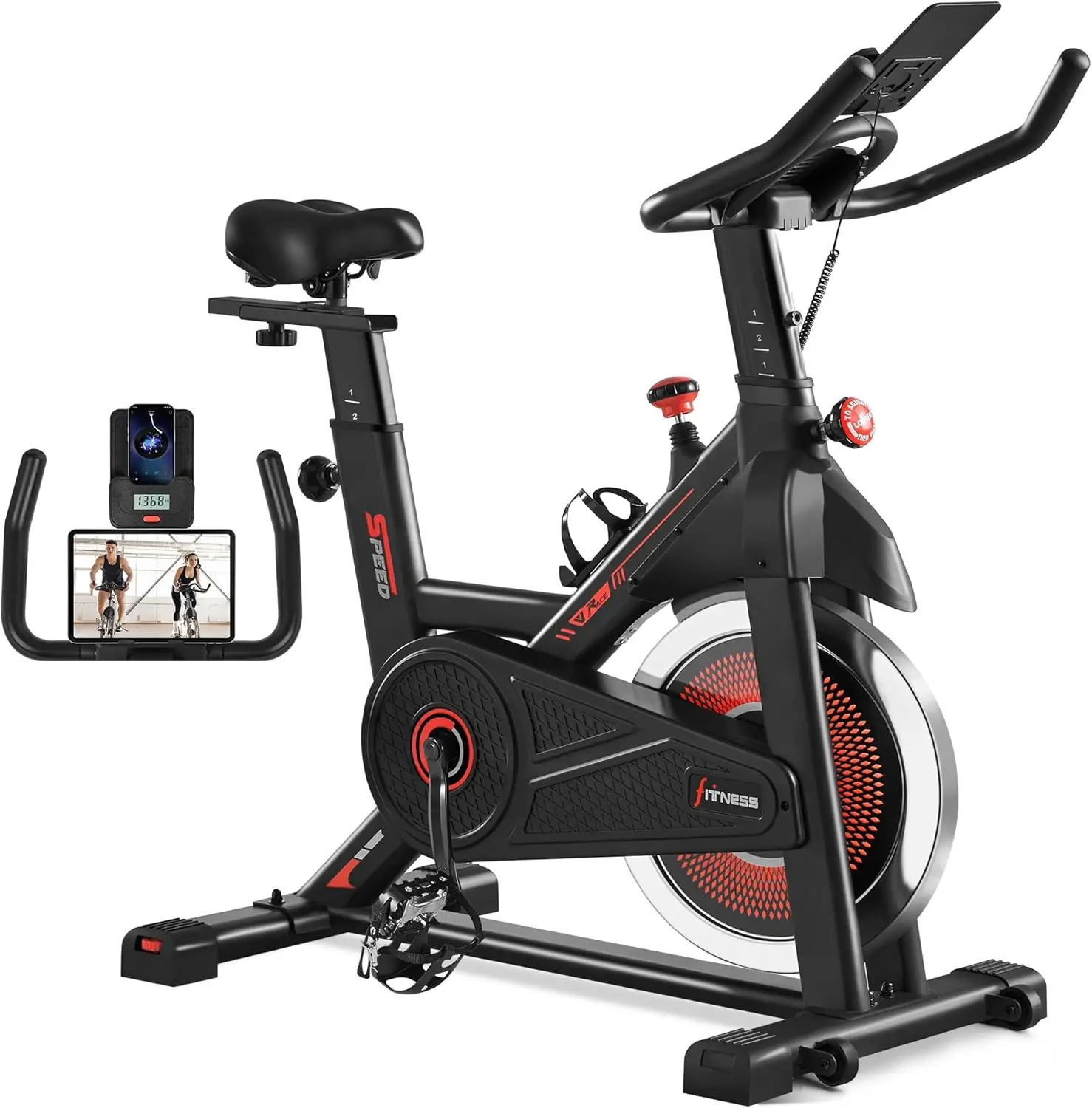 Exercise Bike Stationary Bikes for Home Indoor Workout Bike Cardio Equipment for Home Gym with Flywheel, Adjustable Resistance,