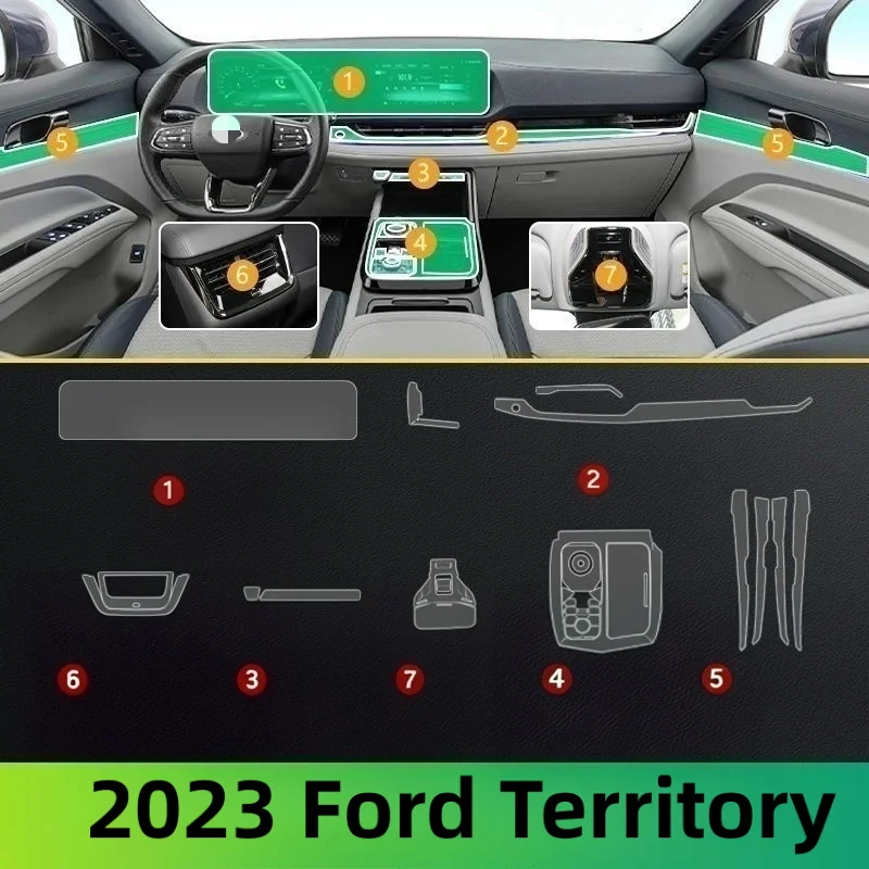 For 2023 Ford Territory Interior Full Set Protective Film Navigation Transparent Anti-scratch Film Car Protective Film