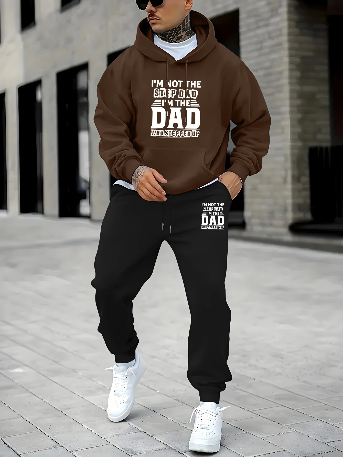 Men'S Trendy New Hoodie And Sweatpants Set, Featuring a Hooded Sweatshirt And Fleece-Lined Joggers