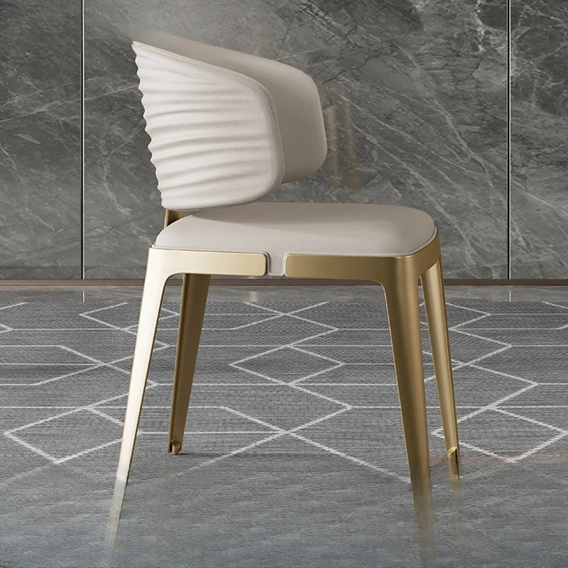 

Light luxury modern meal simple dining chair household chair stainless steel corrugated back chair