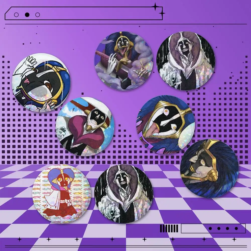Mayuri Kurotsuchi 2 Pieces Anime Holographic Badge Pins 25/32/44/58/75mm Round Brooches for Bag Backpack Hat Decor Fan Collectio