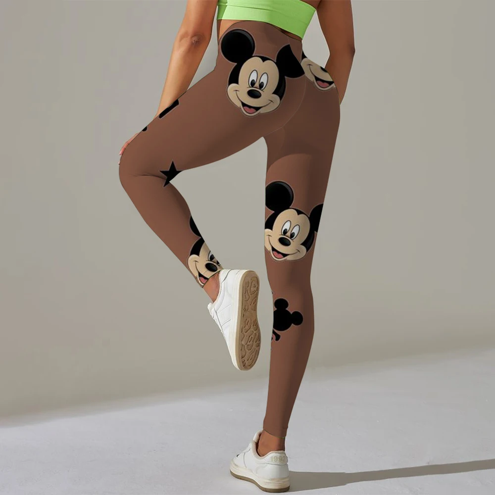 Disney Topolino stampa Morbida Yoga Legging Atletico Tiight Donna Sport Pant Plus Size Palestra Allenamento completo Jog Back