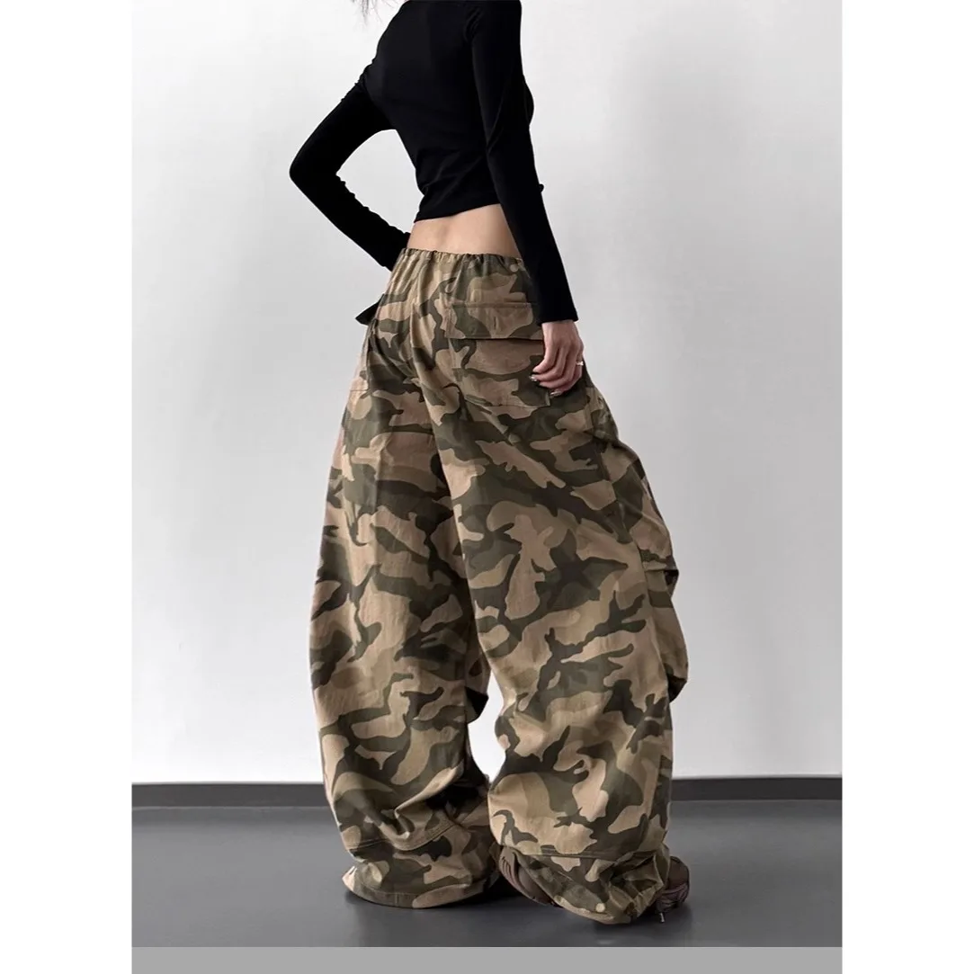 Pantaloni mimetici alla moda a gamba larga Nuovi pantaloni estivi a vita alta Unisex Loose Fit Casual Streetwea