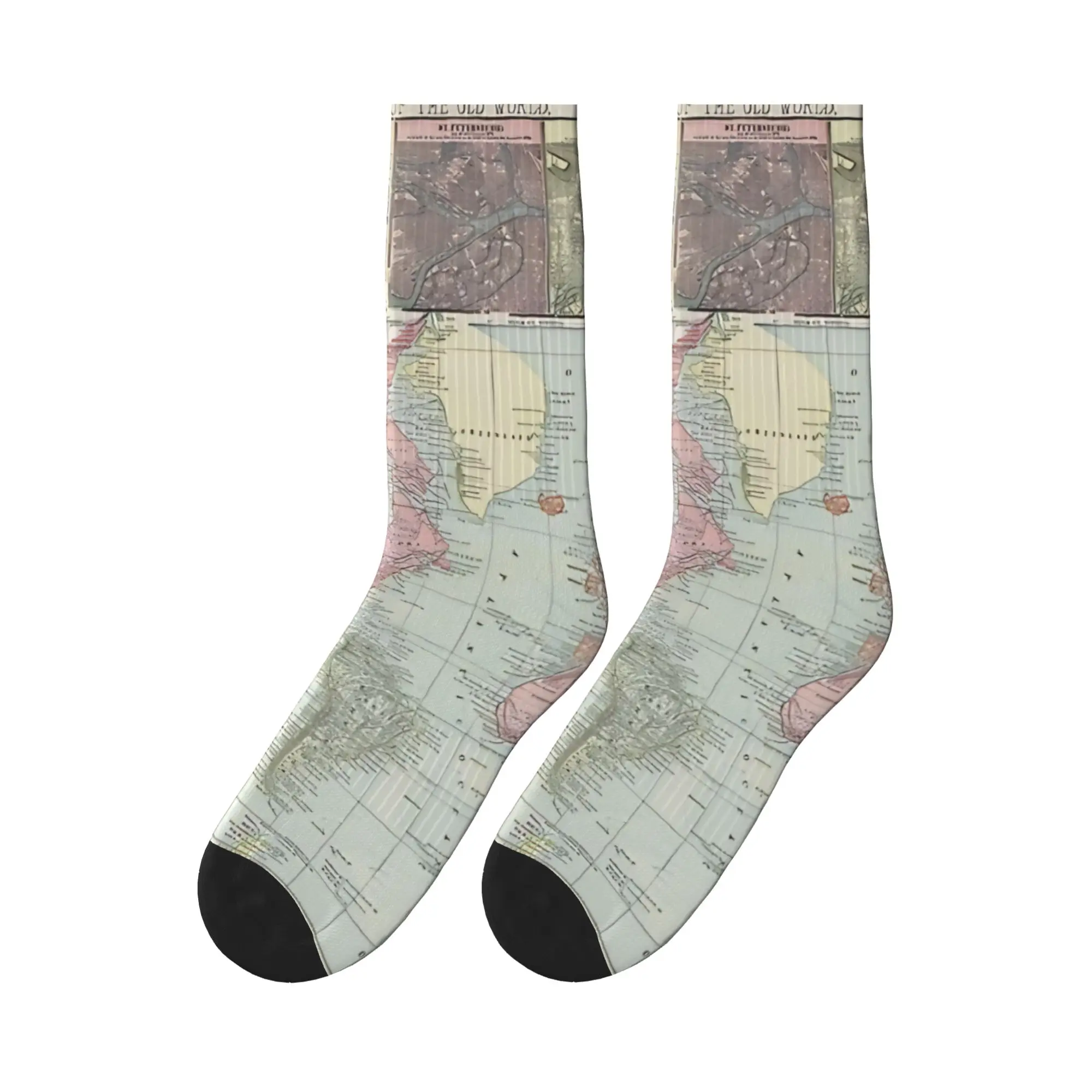

Vintage Map of The World Socks Novelty Stockings Men's Quality Outdoor Sports Socks Winter Pattern Anti Skid Socks