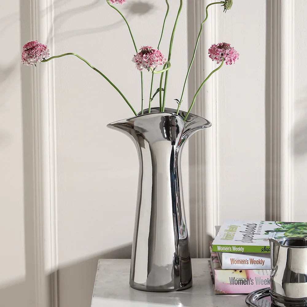 

HYS simple ceramic decorative vase high sense light luxury high value hydroponic flower vase