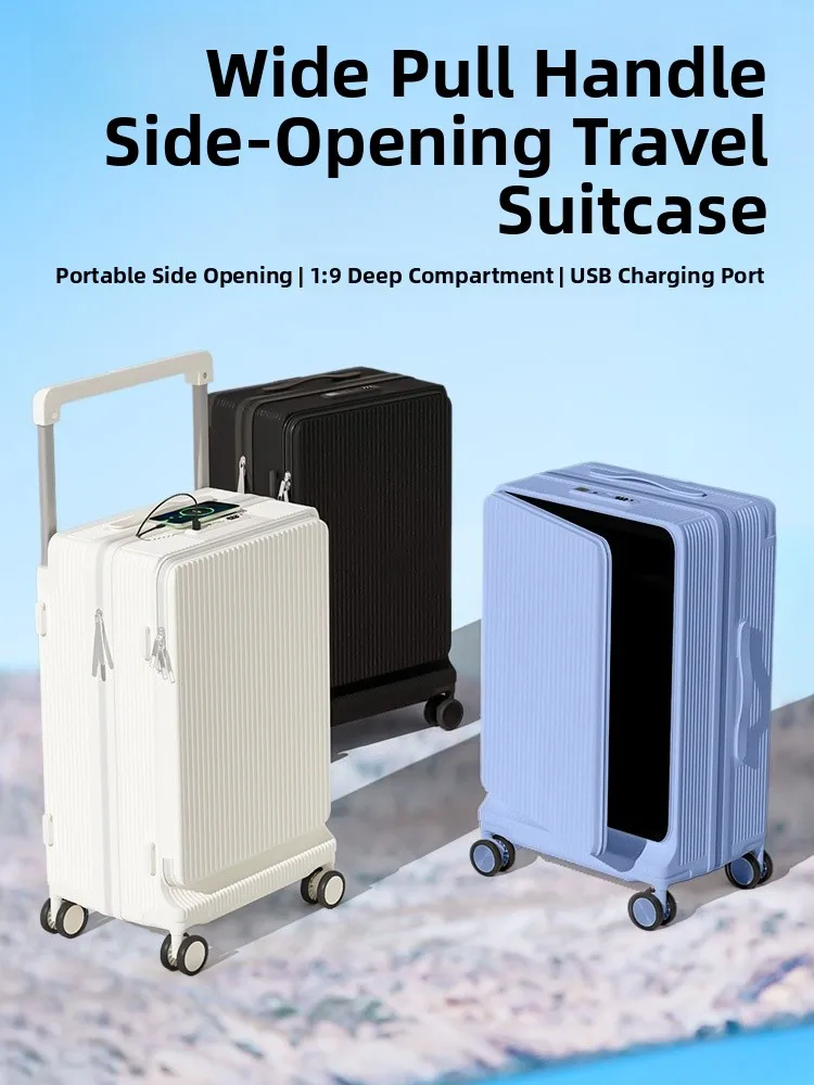 

2025 New Large Capaci Side Opening Wide Puller Travel Suitcase 28 Inch Password Leather Box for Men And Women