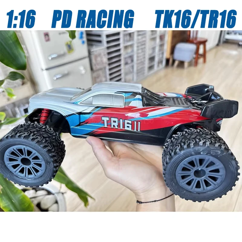 Caminhão RC 4WD PDracing TK16/TR16 1/16, 40KMH, Chassi Profissional, Amortecedores Independentes, Carro de Brinquedo com Carcaça de PVC Reforçada para Meninos