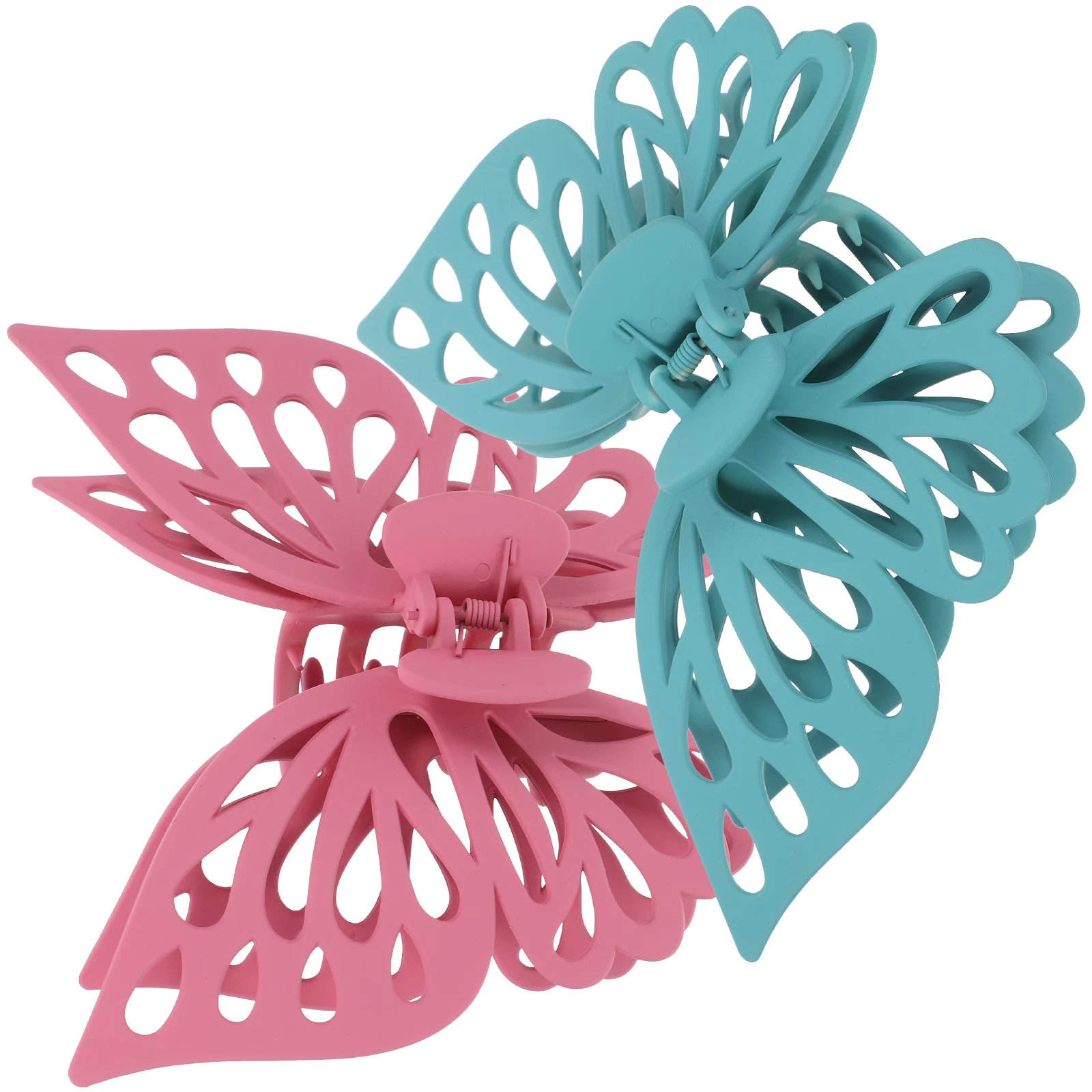 قطعتان من مشابك الشعر على شكل فراشات نابضة بالحياة، مشابك شعر عصرية للارتداء اليومي #3