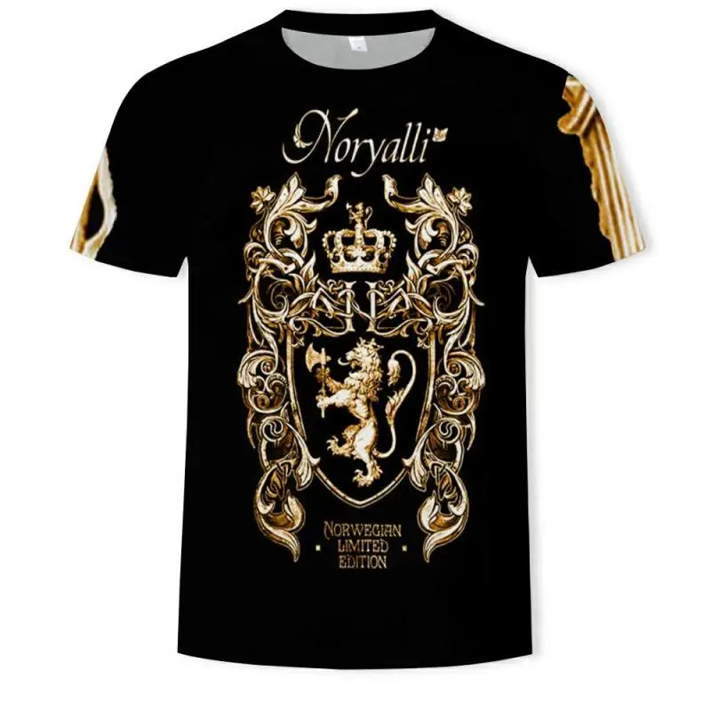 Novedad, camiseta de marca barroca con estampado de cadena dorada en 3D, estilo veraniego, manga corta, ropa real de lujo para hombres, camisetas y camisetas de Hip Hop