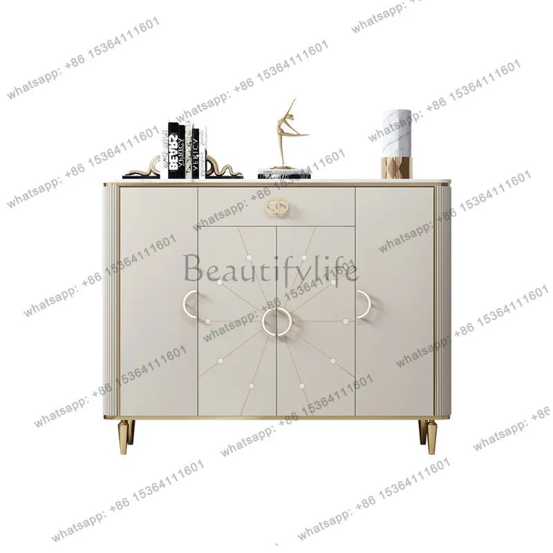 

Light luxury style solid wood shoe cabinet modern home living room wall storage decorative sideboard