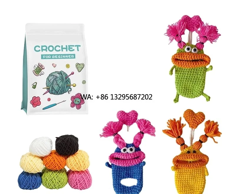 

Crochet Kit Creative Cartoon Series Weird Big Mouth Key Bag Handmade Fabric Decorations Material Package Non-finished Products