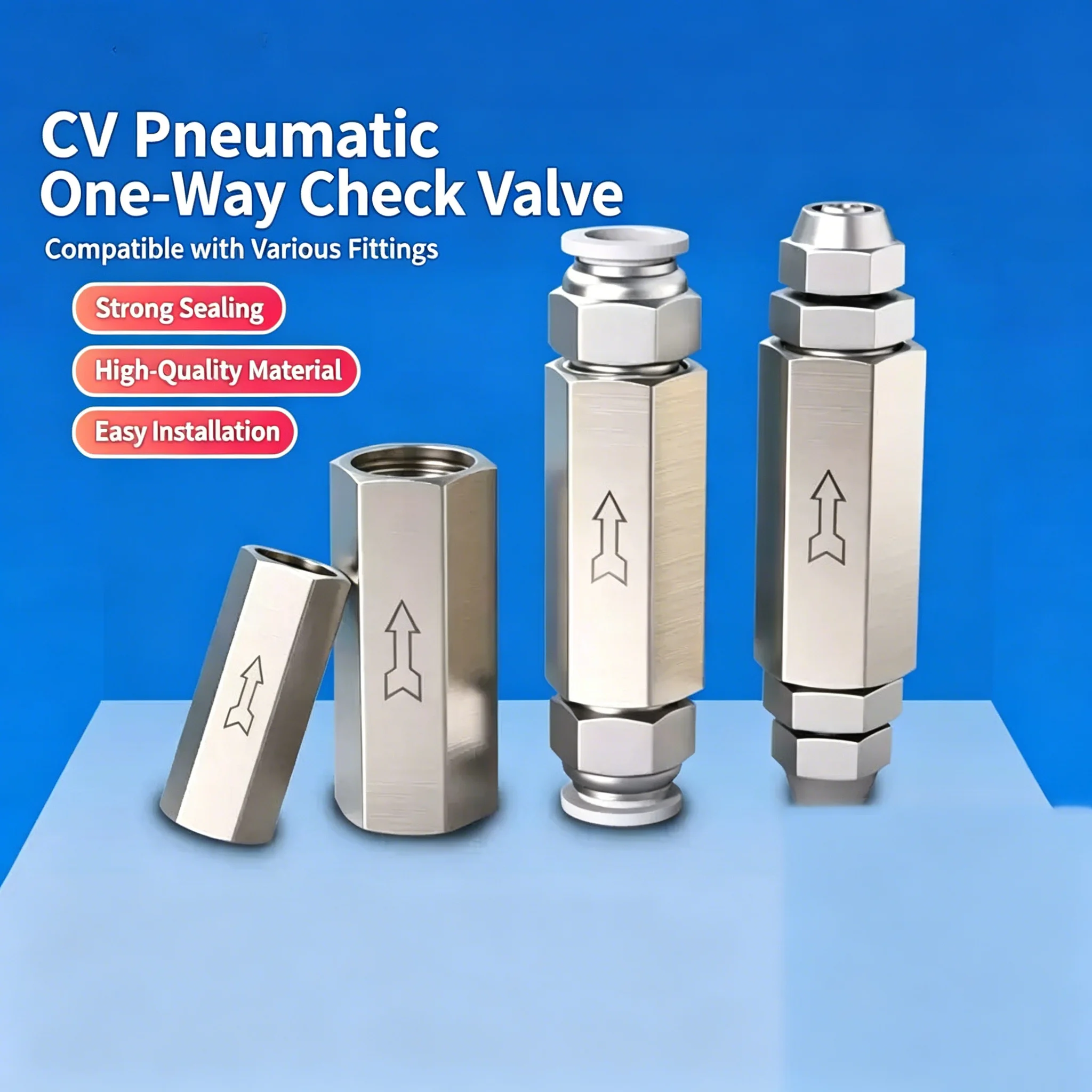 Válvula neumática unidireccional, válvula de retención de gas para tubería de aire, conector rápido para tubería de aire, válvula antirretorno para circuito de aire, compresor de aire
