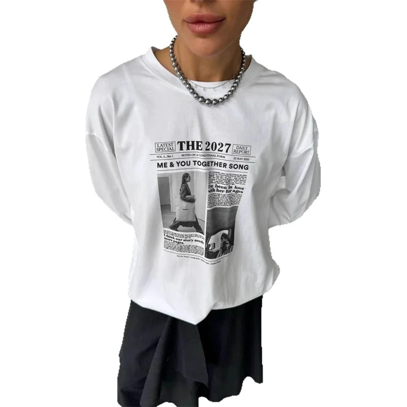 순수 코튼 긴팔 셔츠 프렌치 스트리트 레트로 레터 그래픽 얇은 스웨트셔츠 여성용 우아한 가을 데이트 나이트 선물