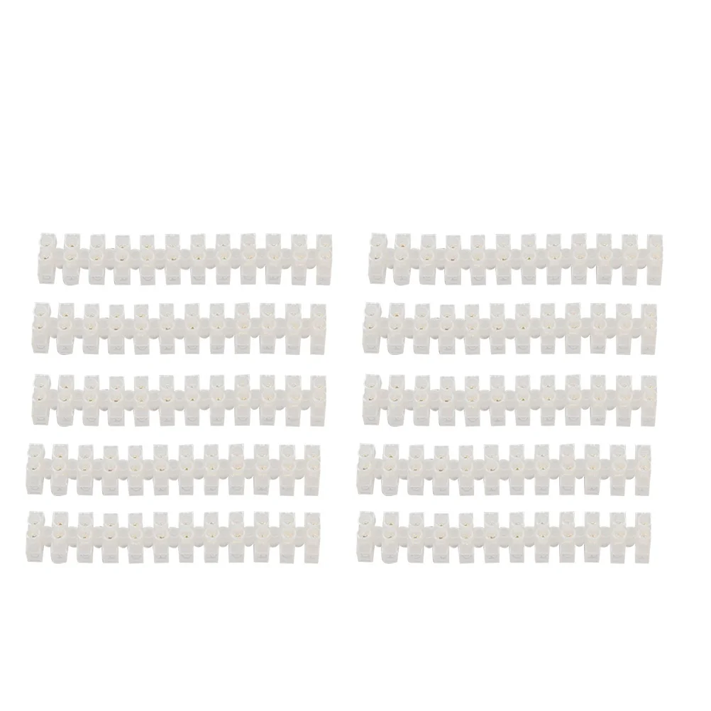 

20Pcs 12-Position 10A Terminal Barrier Strip Screw Terminal Block White Plastic for Lamp Factory Appliances Cable Connector