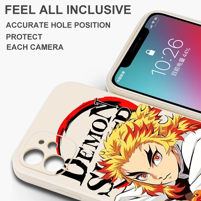 Demon Slayer Kamado Rengoku Phone Case For iPhone 15 14 13 12 11 Pro Max Mini 7 8 Plus X XR XS Max Liquid Silicone Cover Coque