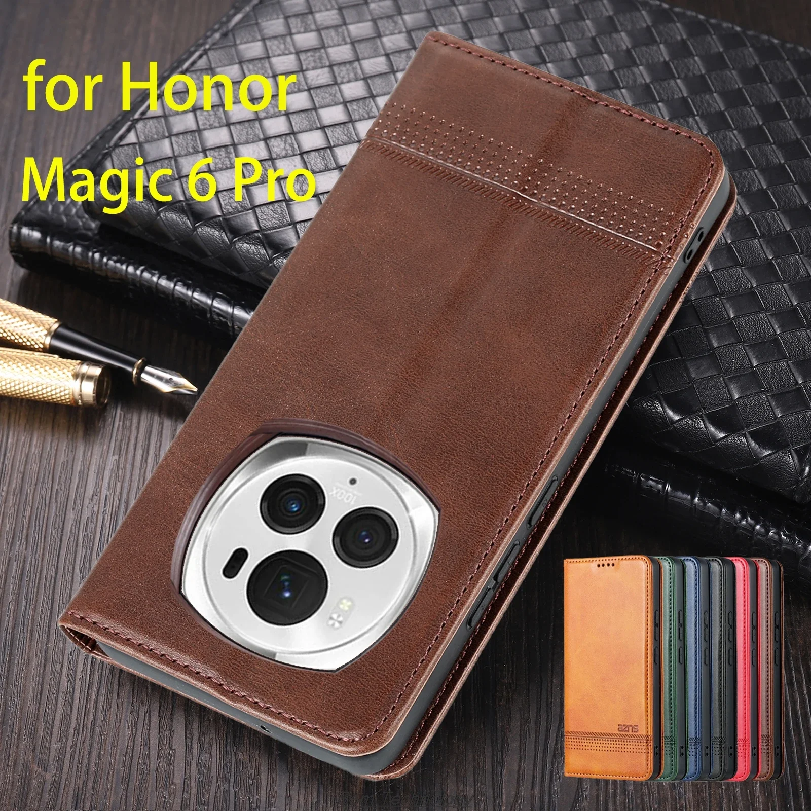 

Deluxe Magnetic Adsorption Leather Fitted Case for Huawei Honor Magic 6 Pro / Magic6 Pro Flip Cover Protective Case Fundas Coque