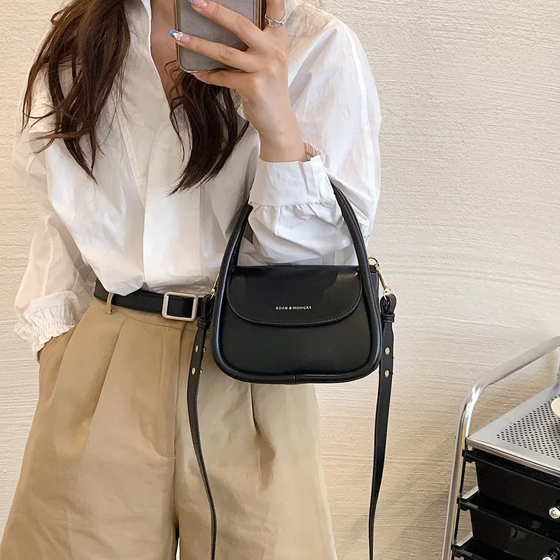 Women\'s handbag 2022 Trendy Leather Small Clutch Bag For Women Pure Color Long Strap Small Crossbody Shoulder Bag Female Purse