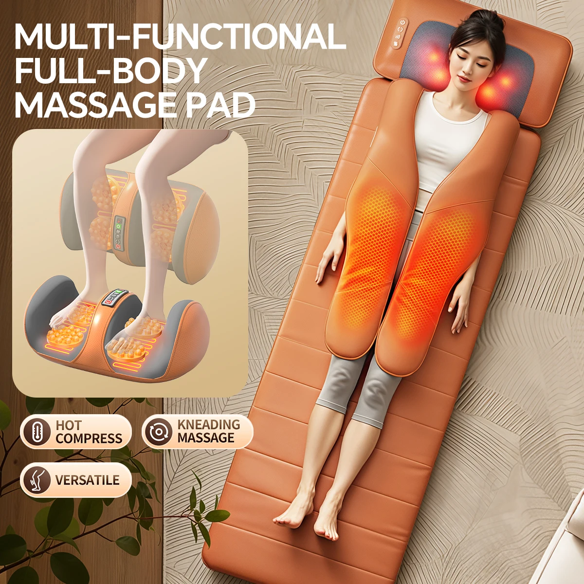 Home-Use Multi-Functional Massage Mattress Full-Body Back Waist Legs Cervical Air Bladder Vibration Heating Therapy