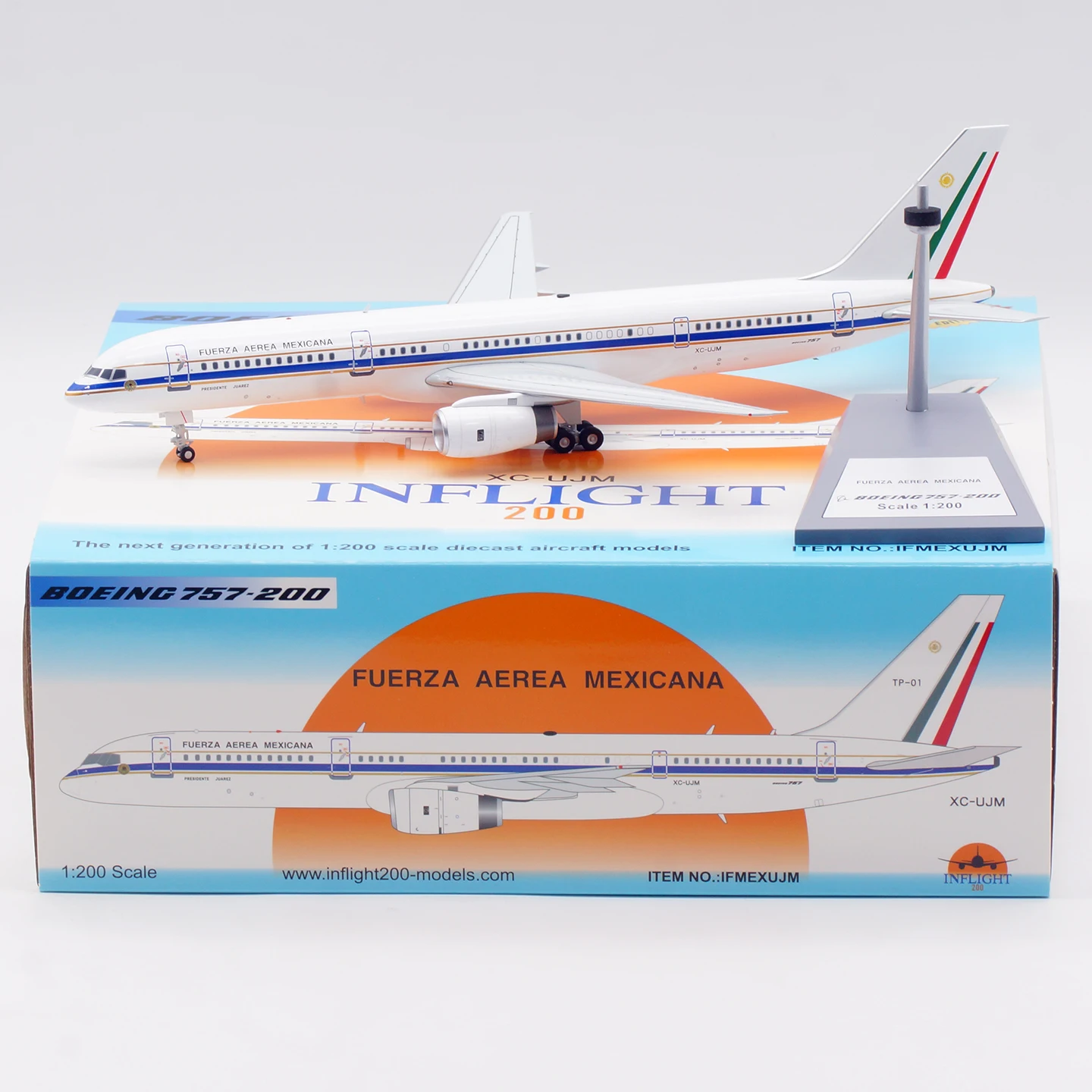 

IFMEXUJM Alloy Collectible Plane Gift INFLIGHT 1:200 Mexico Air Force Boeing B757-200 TP-01 Diecast Aircraft Jet Model XC-UJM