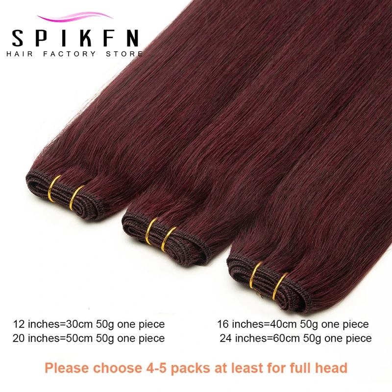 SPIKFN Burgundy Red Human Hair Weft 12