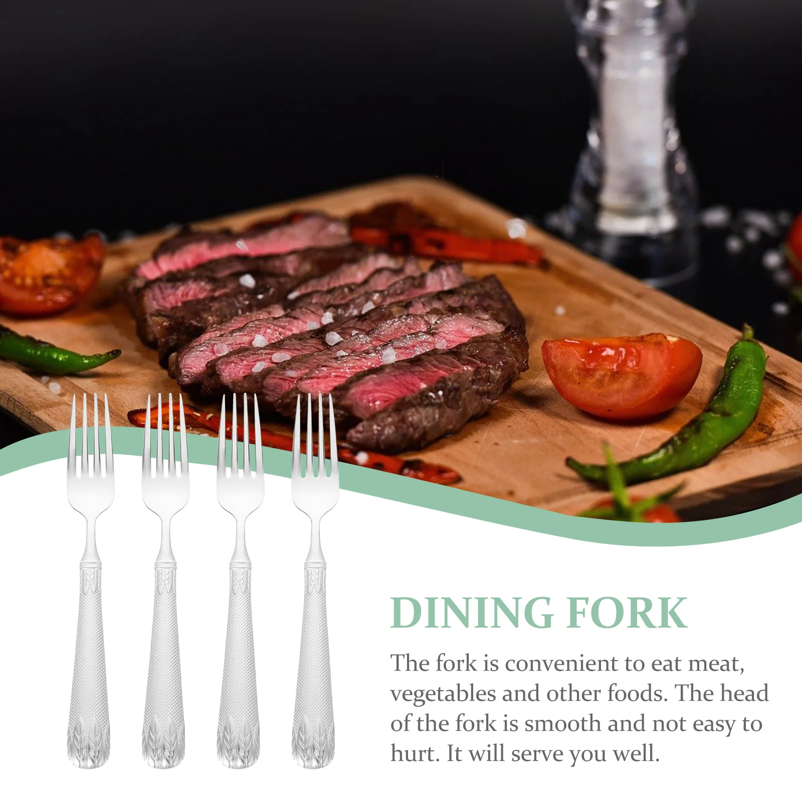 

4Pcs Barbecue Fork Long Handle Stainless Steel Western Food Forks Bbq Supplies Smooth Safe Easy Grip Multi-Purpose