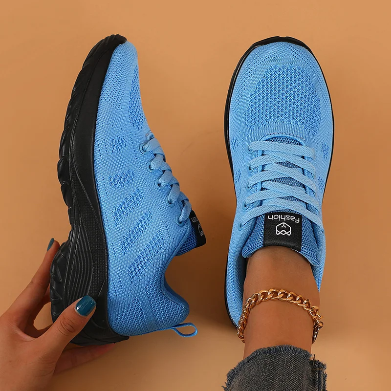 Women Breathable Casual Sneakers Platform Lace-up Outdoor Running Shoes for Women Mesh Lightweight Sports Walking Female Shoes