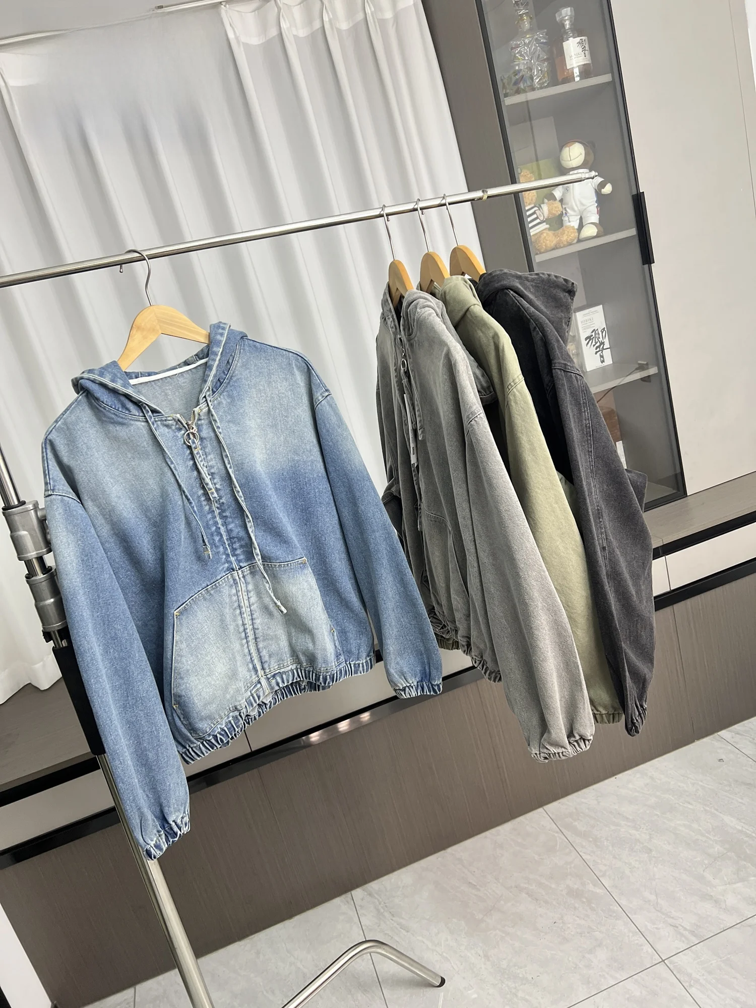 

Waed Hooded Men's Jaet Kangaroo ket Zipper Jaet Sweatirt Outerwear Autumn Season Loose Fit Youth Elastic Fabric