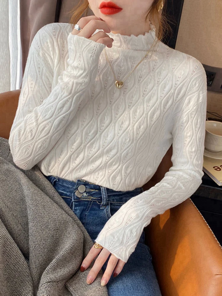 

Мягкая кашемировая водолазка, женские свитера, осенне-зимний теплый пуловер, тонкие топы, вязаный свитер, женский однотонный джемпер, топы