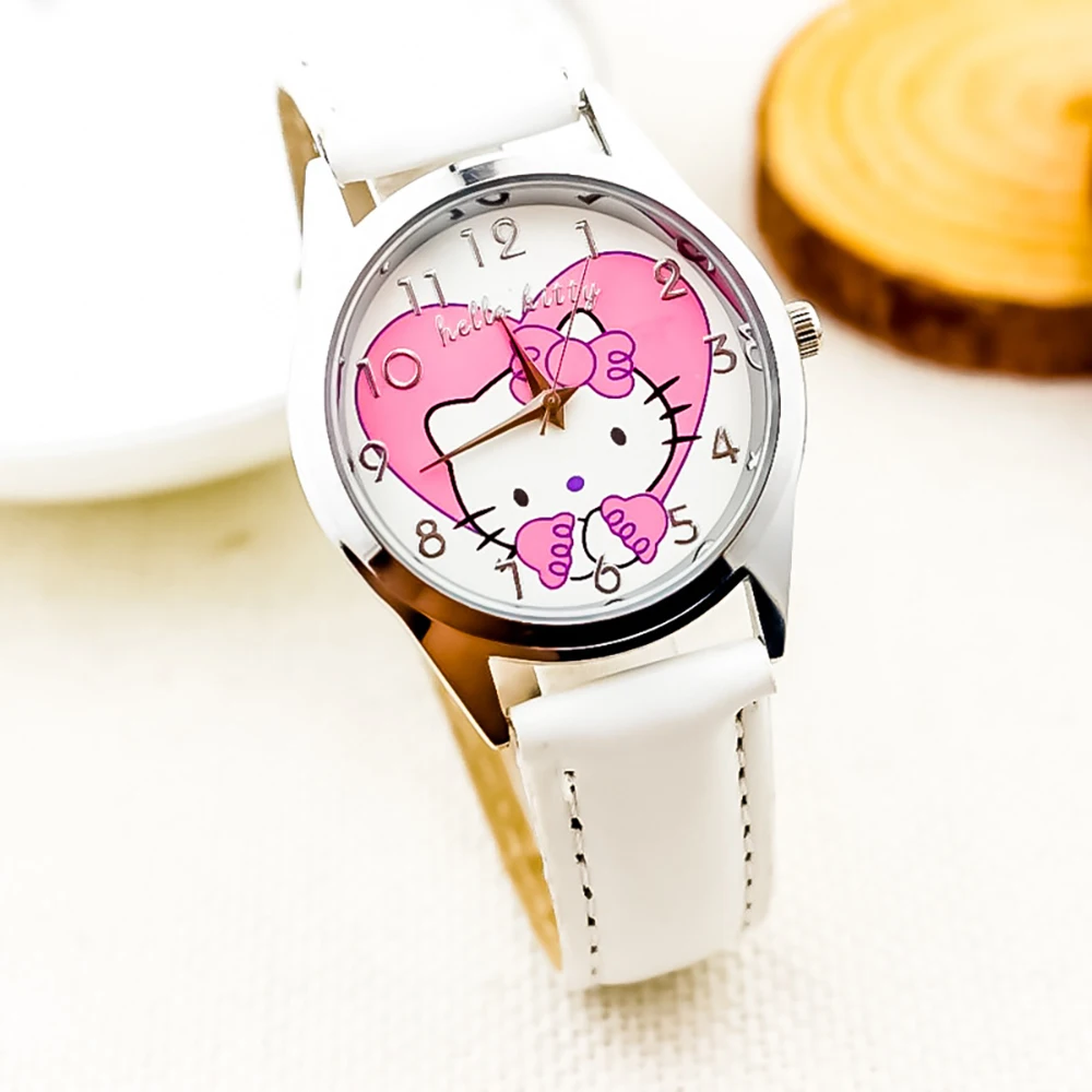 Hello Kitty Girls Kids Watch Cute Casual Waterproof Sanrio Cartoon Quartz Watches Fashion WristWatch Gifts for Children Women