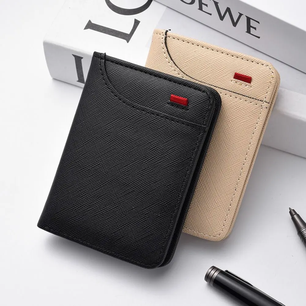 New PU Leather Retro Men's Wallet Two-Fold Black Brown Grey Multiple Pockets Ultra Thin Coin Purse Men Women