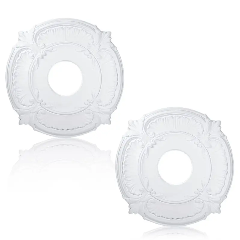 

2 Pieces PU Ceiling Medallion Decorative Ceiling Fan Medallion For Light Fixtures Ceiling Fans Chandeliers, 12 Inch OD