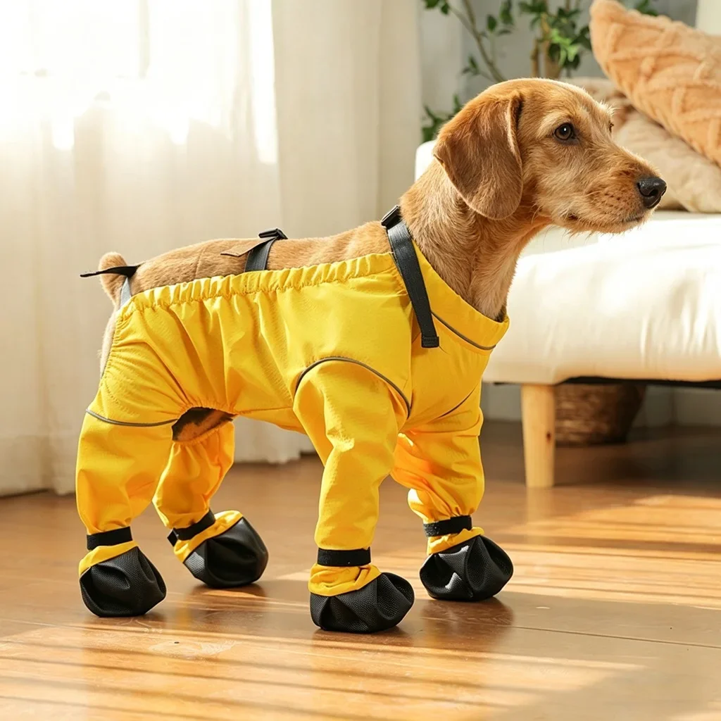 

Waterproof Breathable Pet Pants with Foot Cover Antislip and Dirt Resistant Dog Trousers with Foot Cover Indoor and Outdoor Use