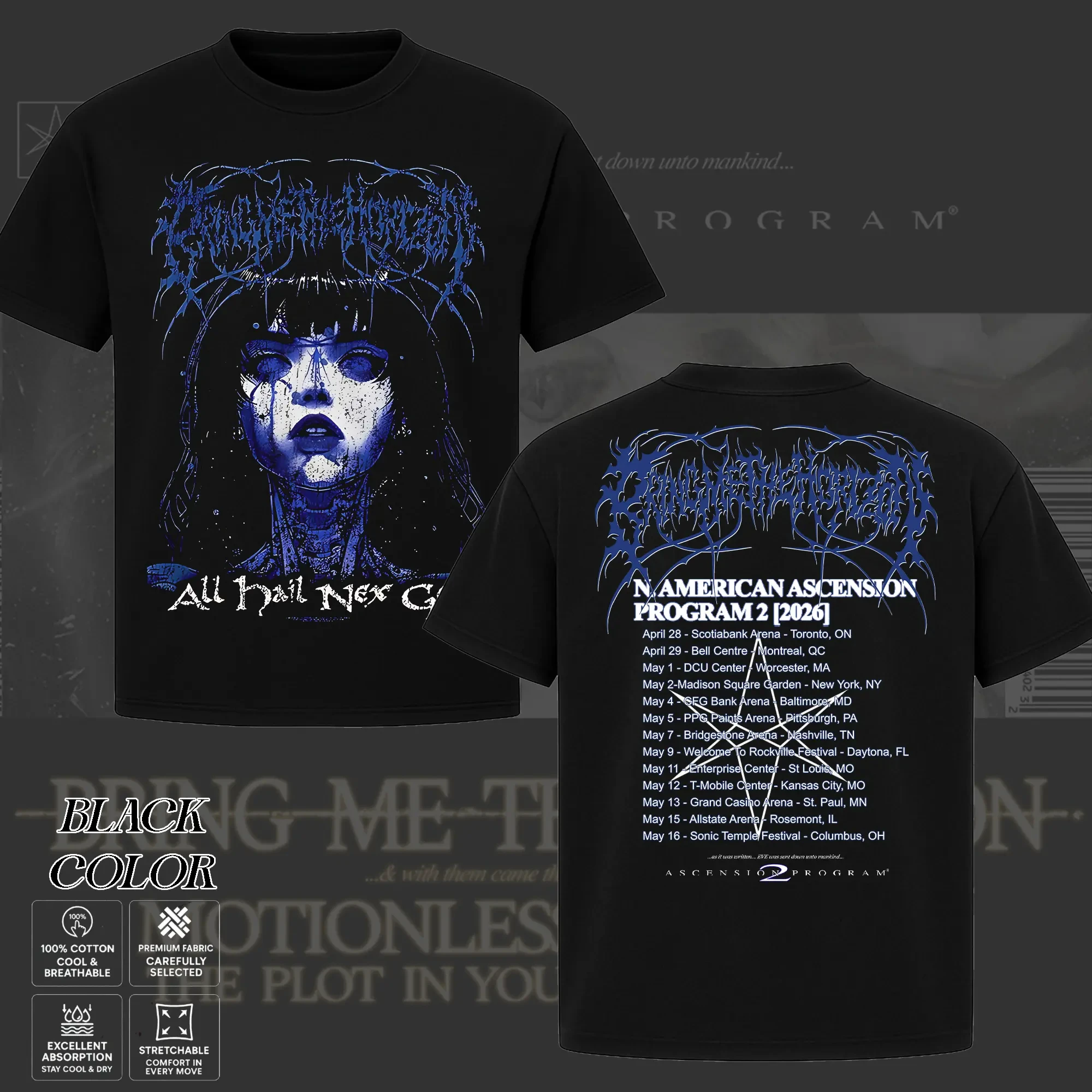 BMTH Bring Me The Horizon Third Ascension Tour T-Shirt 2026 Rücktourdaten-Druck Unisex Oversized Metalcore Fan Kurzarm – Detail 5