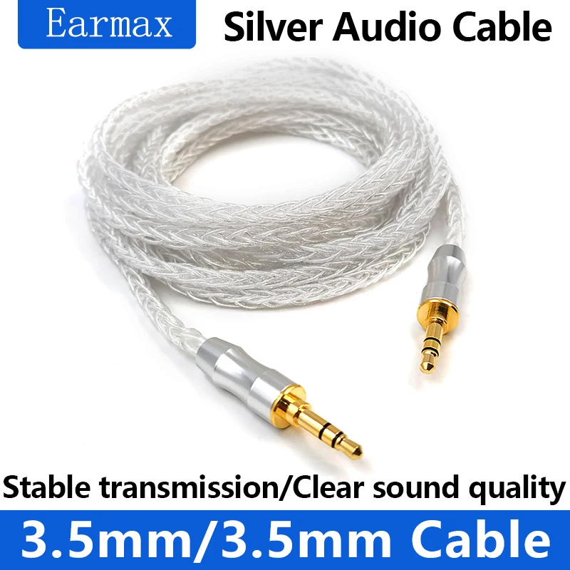 For Philips B&O SONY X2 X1S MDR-1A 1AM2 H6 H7 H2 MSR7 Replaceable Earphone 8 Strand Pure Silver 3.5mm to 3.5mm Balanced Cable