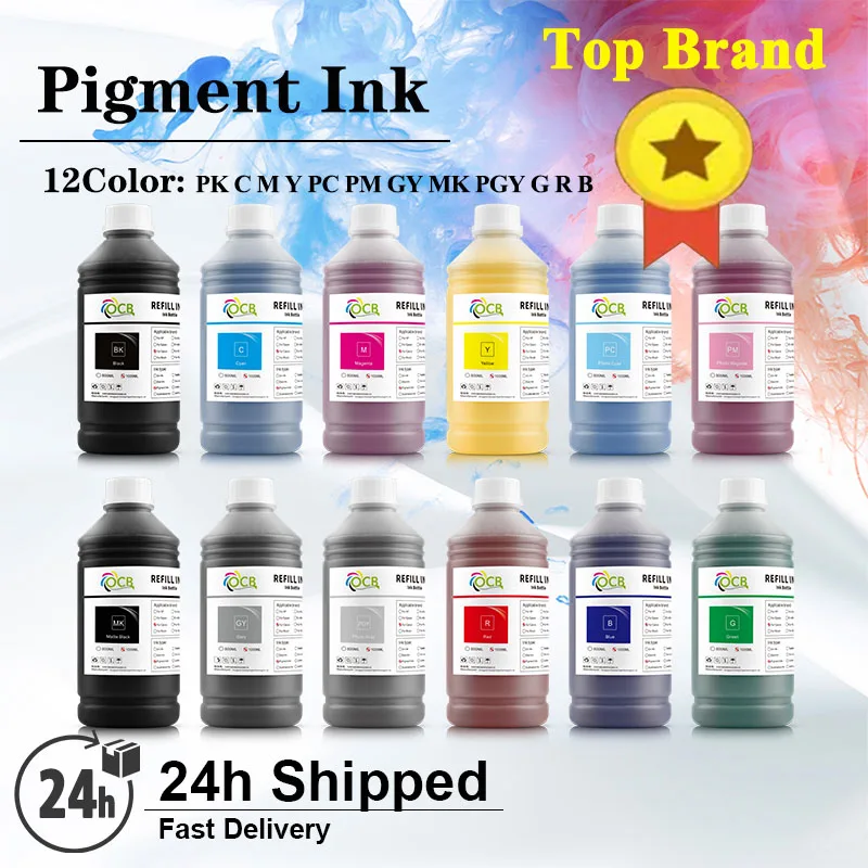 12Color/Set 1000ml Pigment Ink For Canon PFI-706/306/301/206/101/106/704/701/702/8706 iPF 8400 9400 8300 8310 8000 9000 6400 645